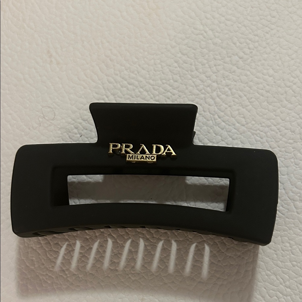 Luxury Matte Black Hair Clip with Gold Logo